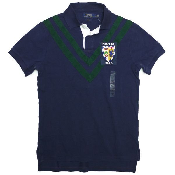 画像1: Polo Ralph Lauren ポロラルフローレン 鹿の子ニット ゼッケン ポロシャツ【$98】 [新品]