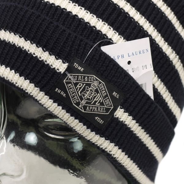 画像3: Polo Ralph Lauren ポロラルフローレン ボーダー コットンニットキャップ ニット帽 ビーニー 帽子 [新品]